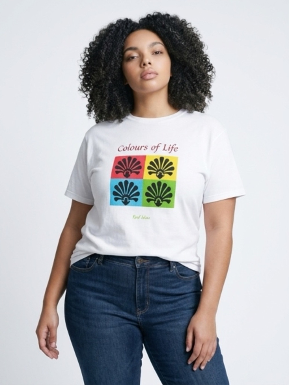 White Graphic T-Shirt with Colorful Design